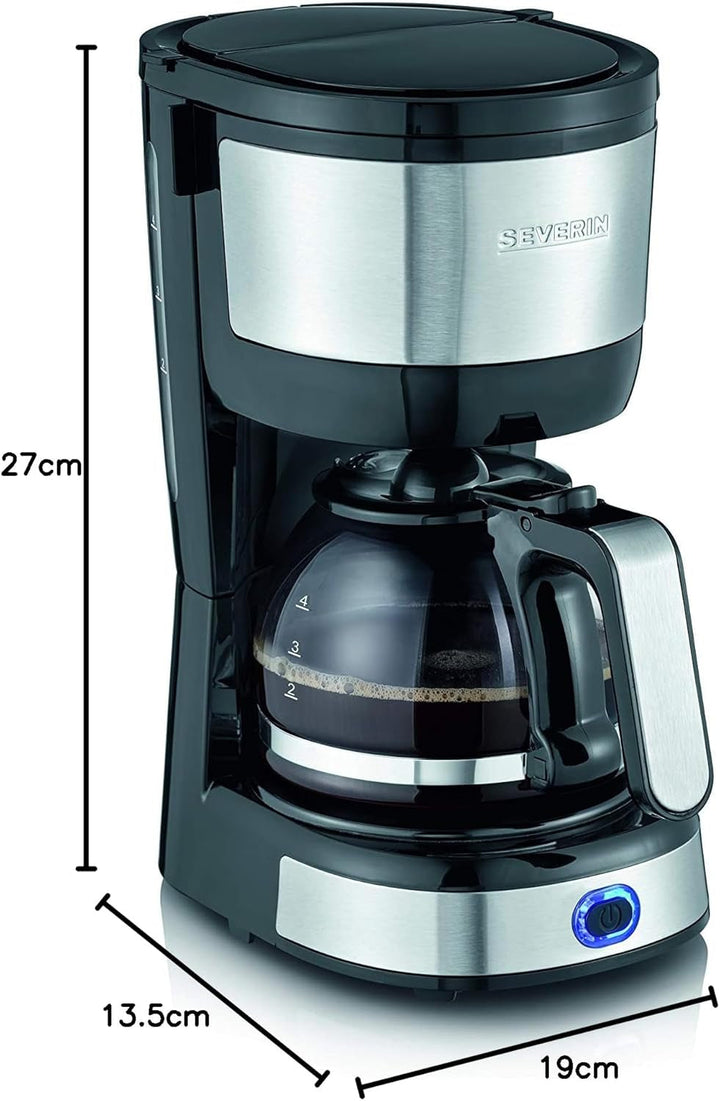SEVERIN filtru de cafea compact, cafea aromată cu filtru de cafea pentru până la 4 cești, filtru de cafea cu filtru pivotant permanent, oțel inoxidabil / negru, KA 4808