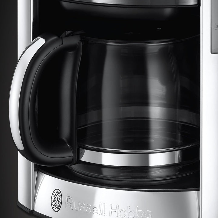 Cafetiera Russell Hobbs [cronometru digital, cap efervescent pentru extracție și aromă optime] Luna Grey (Max 12 cești, halbă de sticlă de 1,5L, placă de menținere la cald, 1000W) Filtru de cafea 23241-56