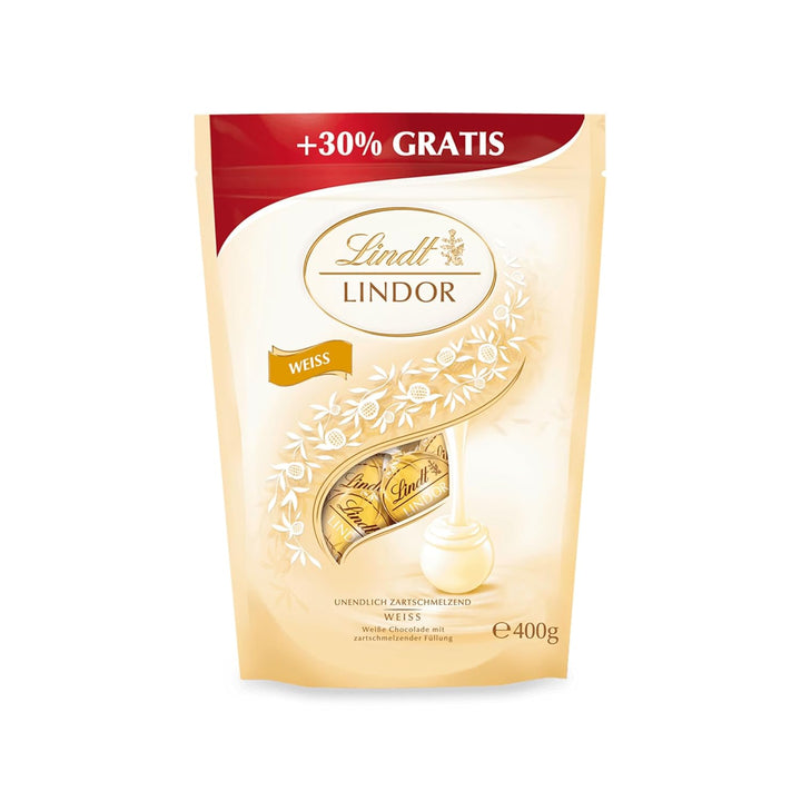 Lindt Schokolade LINDOR Kugeln Weiß | 400 G | Ca. 30 Schokoladen Kugeln Weiße Schokolade Mit Zartschmelzender Füllung | Pralinengeschenk | Schokoladengeschenk