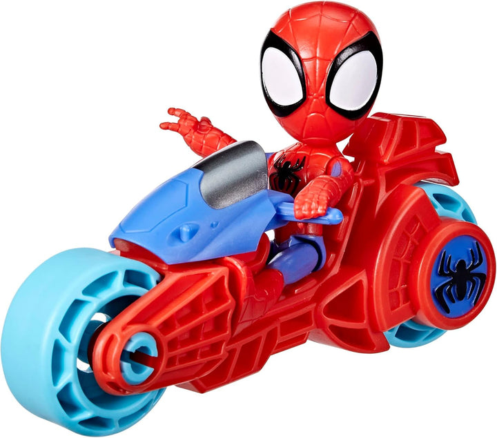 SPIDEY and HIS AMAZING FRIENDS Marvel Spidey figura cu motocicleta, jucărie pentru băieți și fete cu vârsta de 3 ani și peste
