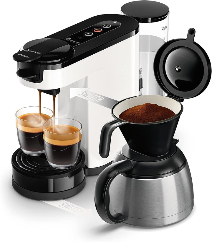 Cafetieră 2 în 1 Senseo Switch Philips HD6592/05, 2 în 1 cu filtru și pod, geantă izolată, Crema Plus