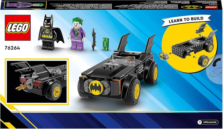 LEGO 76264 DC Chase in Batmobil: Batman Vs. Joker set de mașini de jucărie, Set de pornire pentru supereroi cu 2 minifigurine, Jucărie pentru copii preșcolari, băieți, fete cu vârsta peste 4 ani, Rapid de asamblat