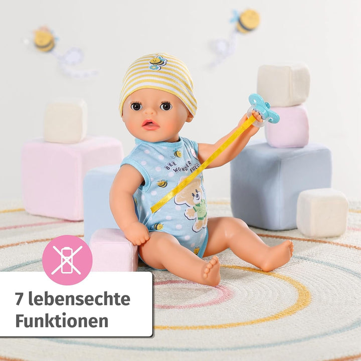 BABY Born Lukas (Little Baby Boy) 36Cm, păpușă cu 7 funcții pentru copii de la 1 an, funcționează fără baterie, păpușă mare de 36 cm