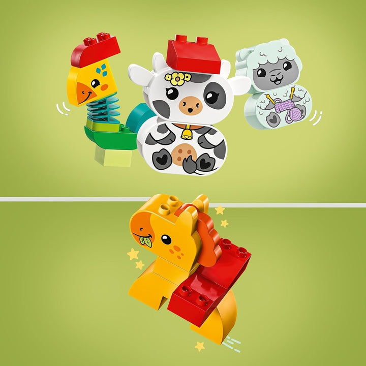Tren de animale LEGO DUPLO, jucărie tren cu roți, figuri creative de animale de construit și reconstruit, jucărie educativă pentru copii mici, cadou de ziua de naștere pentru fete și băieți iubitori de animale de la 1½ ani 10412