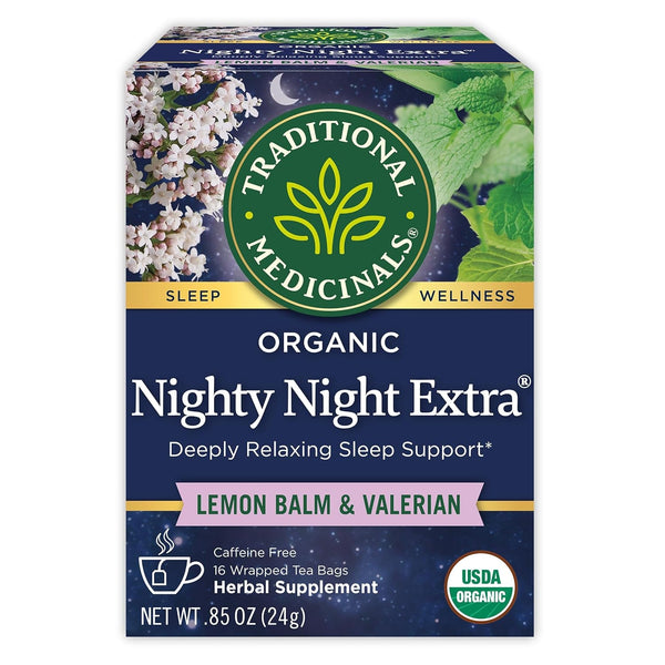 Organic Nighty Night Extra Tea with Valerian Root for Relaxation, 16 Tea Bags (Pack of 1) Tea USA Naty Shop Nighty Night Extra 16 Count (Pack Of 1)
