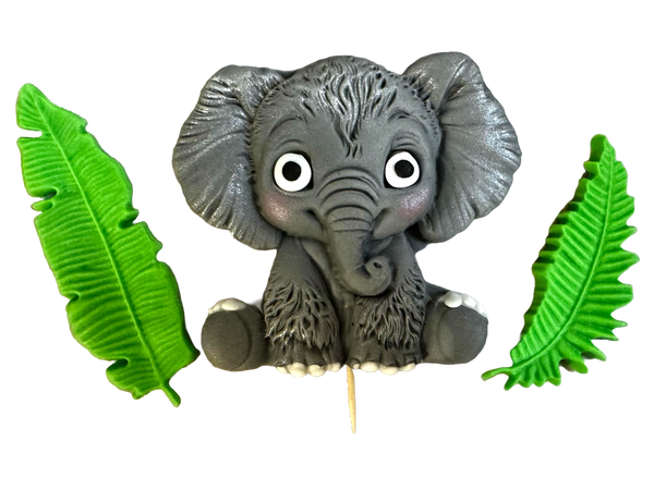 Set of 3 edible decorations from sugar paste, elephant chicken