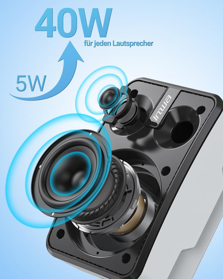 Inwa Bluetooth-Außenlautsprecher, Wandmontierbar, Wasserdicht (IPX5), Leistungsstarkes Bass-Soundsystem Für Den Innen- Und Außenbereich, Sync Von Bis Zu 100 Lautsprechern (2PCS, MZ621)