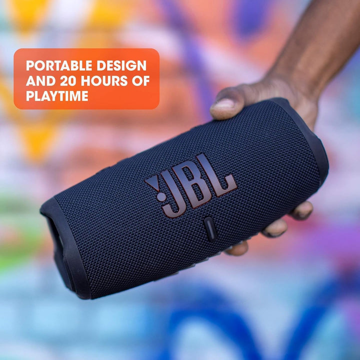Difuzor Bluetooth JBL Charge 5 negru - Boombox portabil, rezistent la apă, cu power bank integrat - O încărcare a bateriei pentru până la 20 de ore de muzică fără fir