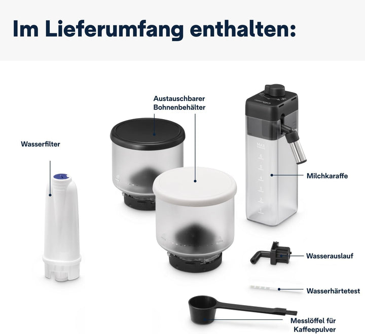 De'Longhi Rivelia EXAM440.55.W Aparat de cafea complet automat Cu sistem de lapte Lattecrema, container de boabe interschimbabil, 16 băuturi de cafea și lapte la apăsarea unui buton, funcție extra shot, ecran tactil de 3,5", alb