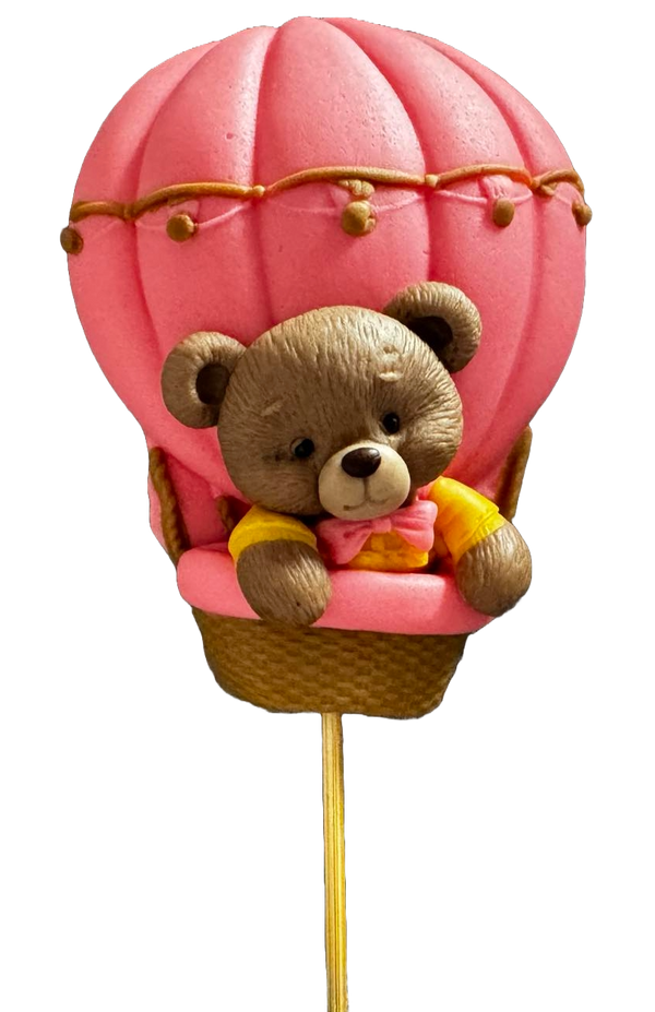 Edible decoration of sugar, teddy bear in the balloon