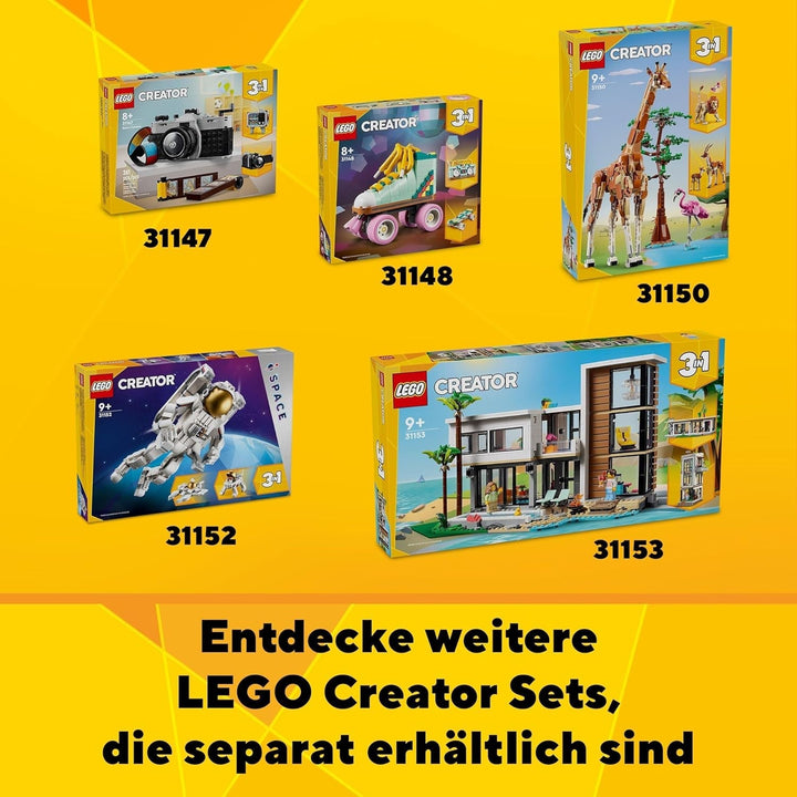 LEGO Creator Modern House, set 3 în 1 pentru a converti într-o casă de oraș sau o cabană în pădure, model de casă, idee de cadou pentru băieți și fete de la 9 ani, jucărie educativă 31153