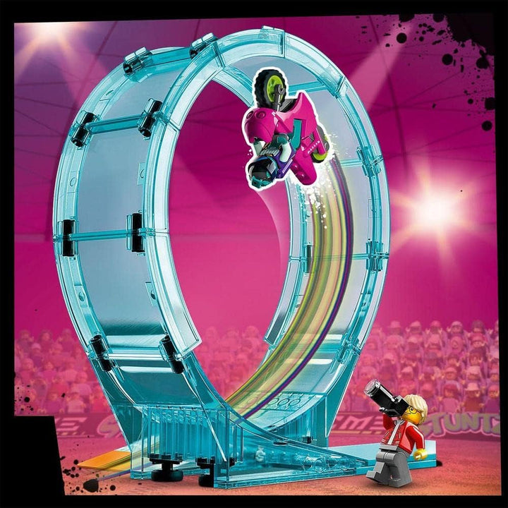 LEGO 60361 City Stuntz Ultimate Stunt Rider Challenge, cascadorii 3In1 pentru 1 sau 2 jucători, cu 2 motociclete de jucărie cu volan pentru copii, set 2023