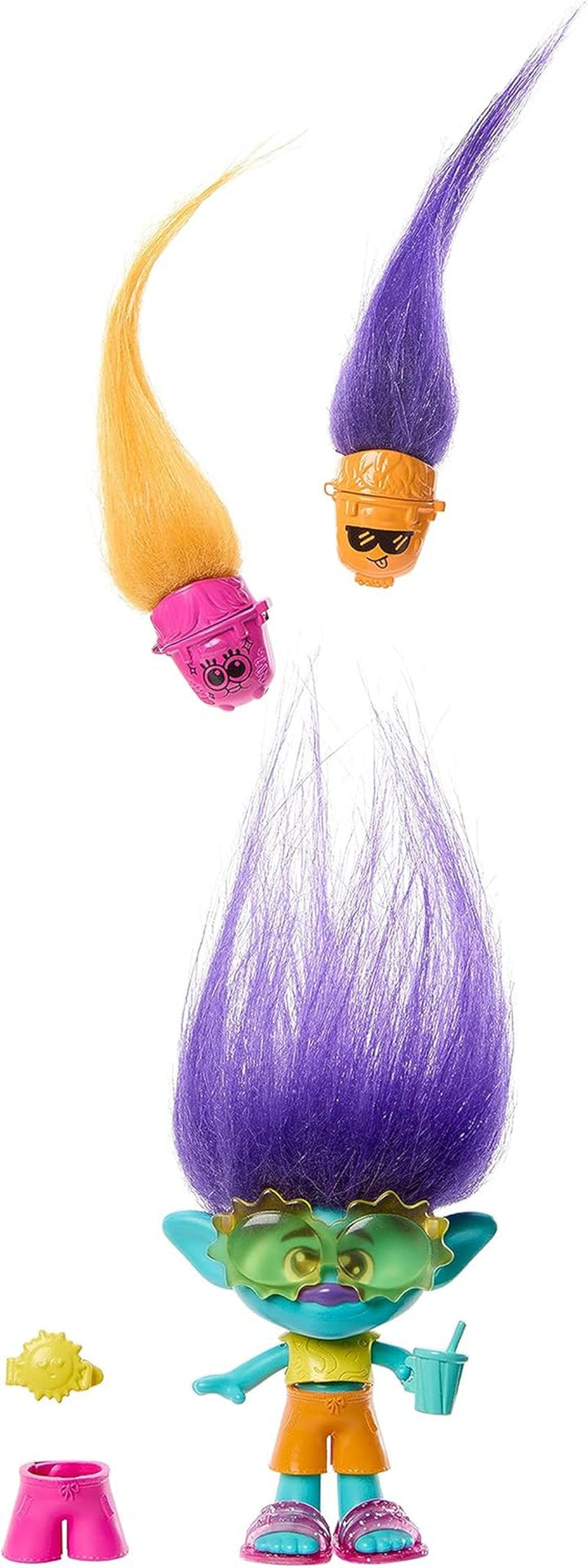 Mattel DREAMWORKS TROLLS Together Strong - Surprize păroase Poppy Queen Poppy, Viva, Branch And Guy Diamond Plush Hair, 2 Surprize păroase, Accesoriu, Pentru copii cu vârsta peste 3 ani, HNF10
