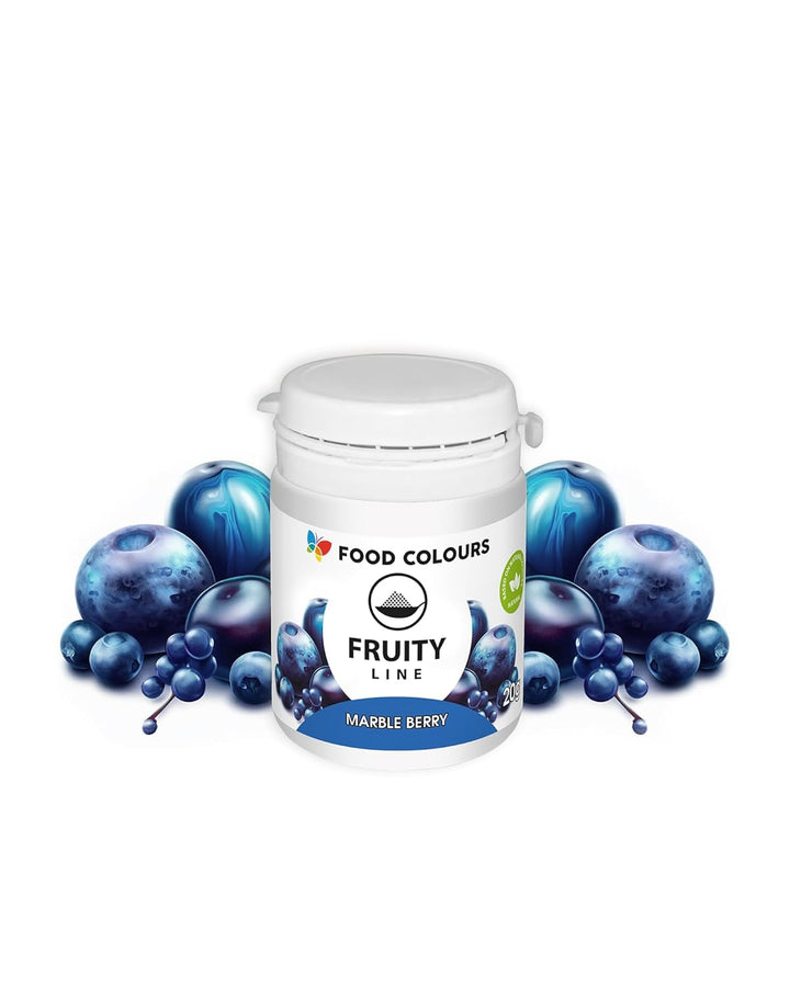 Natürliches Farbstoffpulver Fruity Line MARBLE BERRY 20G Natürliches Färbepulver Für Cremes, Zuckerguss, Biskuitteig Lebensmittelfarbstoff in Pulverform Für Getränke, Gelees