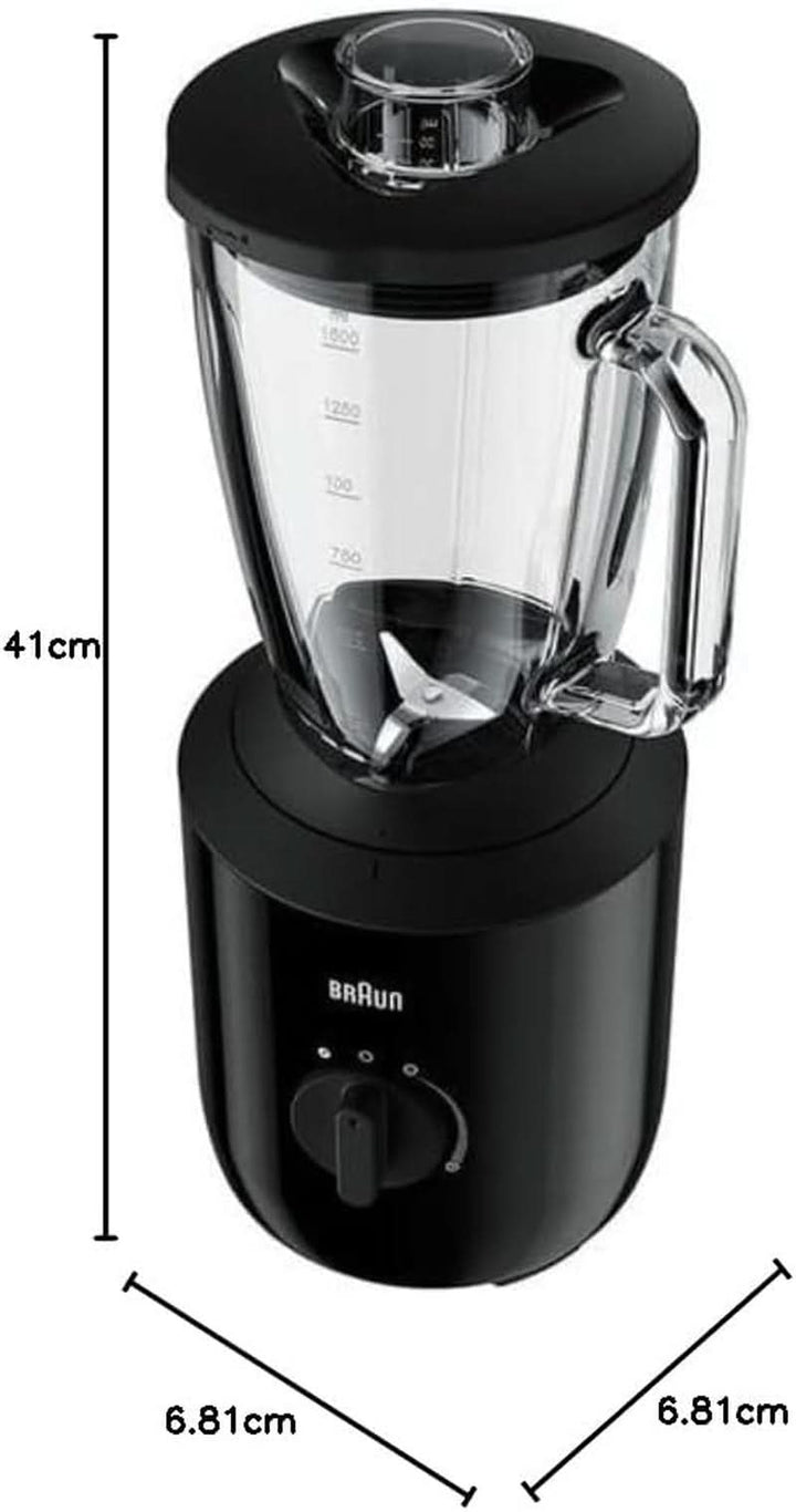 Braun Powerblend 3 JB 3150 BK Standmixer - 1,5 L Glas-Mixaufsatz, Küchenhelfer Zum Zerkleinern, Pürieren & Mixen, 800 Watt, Schwarz