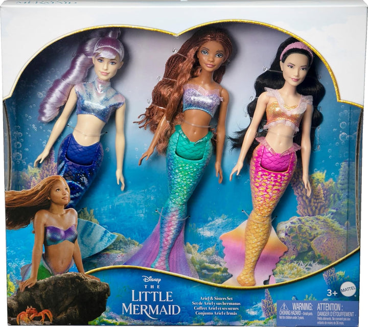 Mattel DISNEY Arielle, The Mermaid - Set cu Mala, Karina și Arielle, ținute și coafuri unice, pentru jocul imaginativ și colecționare, pentru copii de la 3 ani, HND29