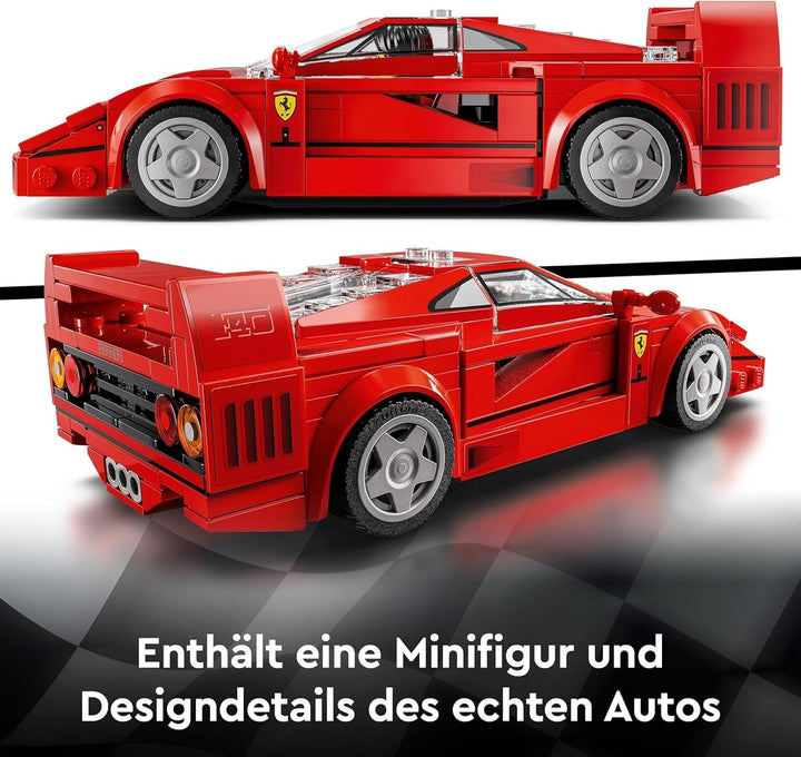 LEGO Speed Champions Ferrari F40 Super Sports Car, Playset cu mașină de jucărie construibilă și șofer minifigurină, set de construcție de colecție pentru copii, cadou pentru băieți și fete 76934