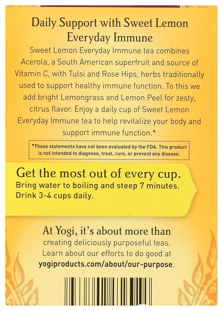 Organic Sweet Lemon Immune Everyday Tea, 16 CT Tea USA Naty Shop