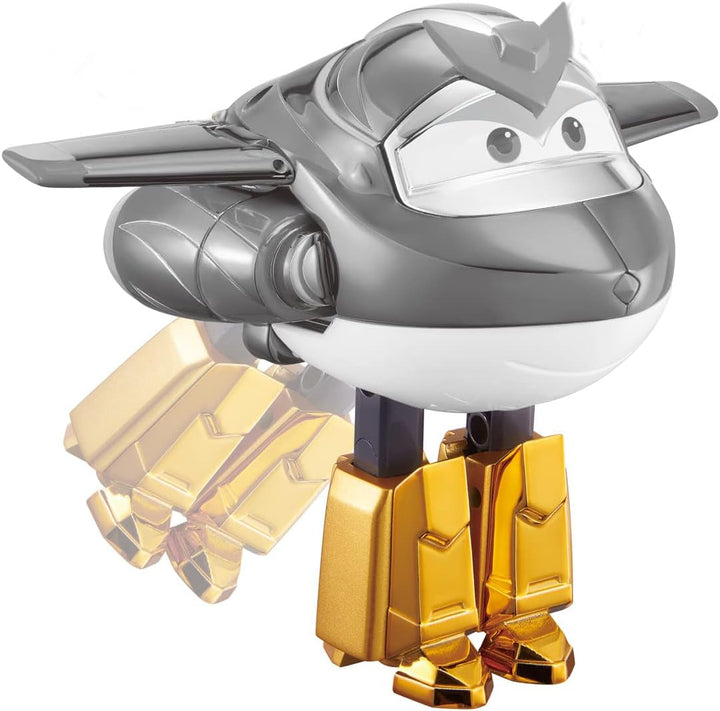 Super Wings EU750231 - Avion transformabil Golden Boy, aprox. 20,5 cm, figurină mare de joacă pentru copii, avion de jucărie transformabil și figurină robot