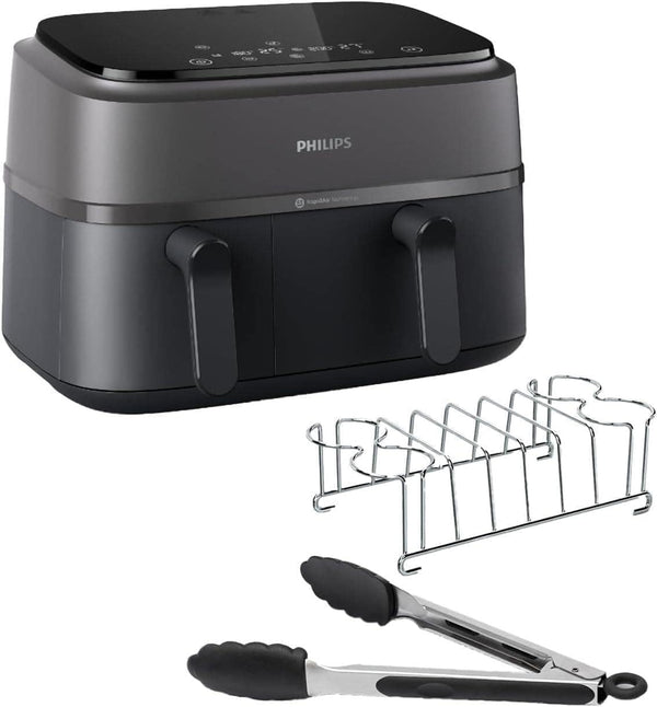 Philips Dual Basket Airfryer 3000-Serie Mit Frühstücksset, 9L, 2 Schubladen, Synch-Funktion, Rapid Air Technologie, Vielseitige Große Heißluftfriteuse Für Die Familie