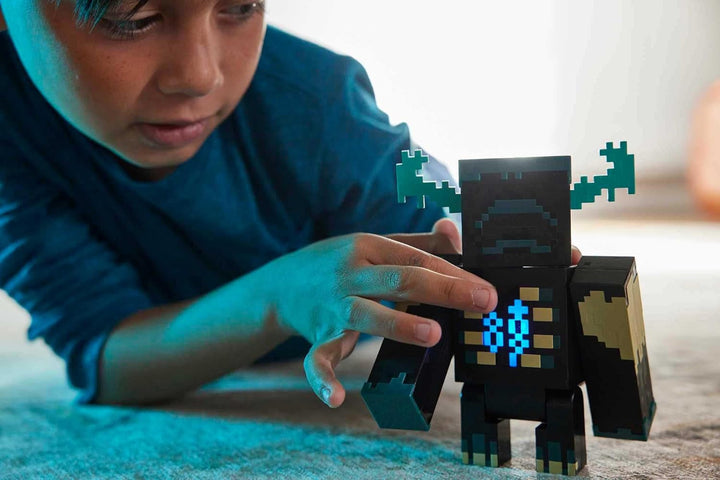 MINECRAFT Warden Figure - figurină de acțiune cu lumini, zgomote și mod de atac, pentru jucătorii și fanii jocurilor video aventuroși de la 6 ani, HHK89, negru - Guardiano