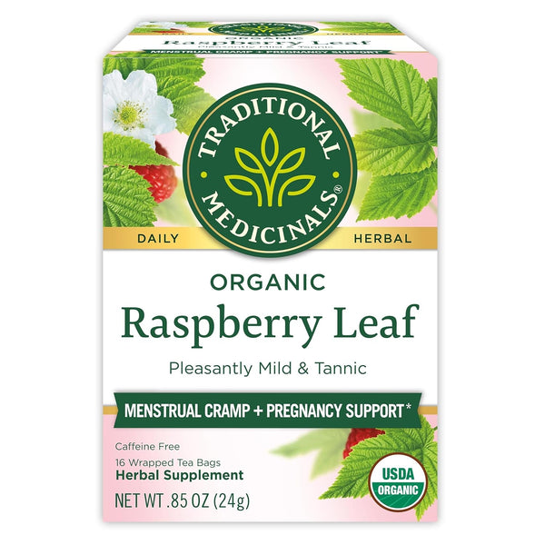 Organic Raspberry Leaf Herbal Tea, Eases Menstrual Cramps & Supports Healthy Pregnancy, (Pack of 1) - 16 Tea Bags Tea USA Naty Shop Raspberry Pack Of 1