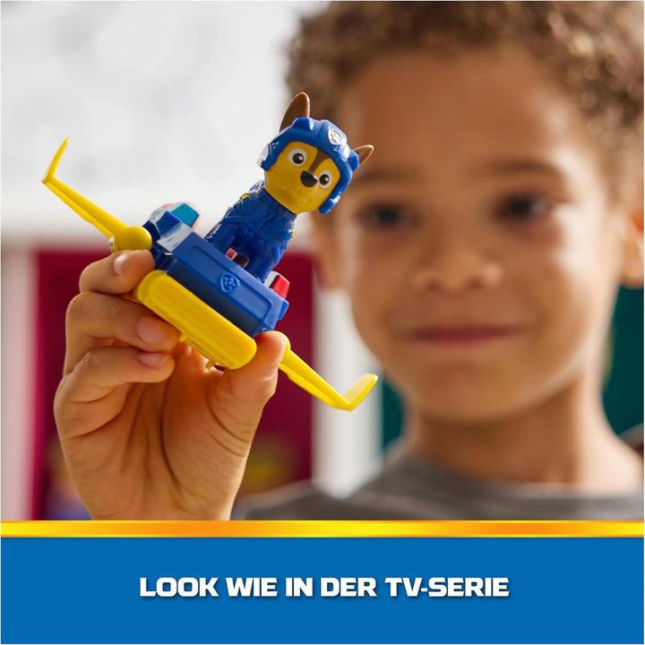 PAW PATROL, Chase Action Pup, figurină de joacă cu mini avion de salvare cu aripi pliabile, jucărie pentru copii începând cu vârsta de 3 ani