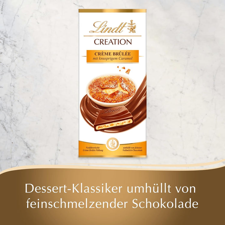 Lindt Schokolade Creation Créme Brûlèe Tafel | Crème Brûlée Füllung Mit Knusprigem Karamell, Umhüllt Von Feinster Vollmilch-Schokolade | Schokoladentafel | Schokoladengeschenk, 150G