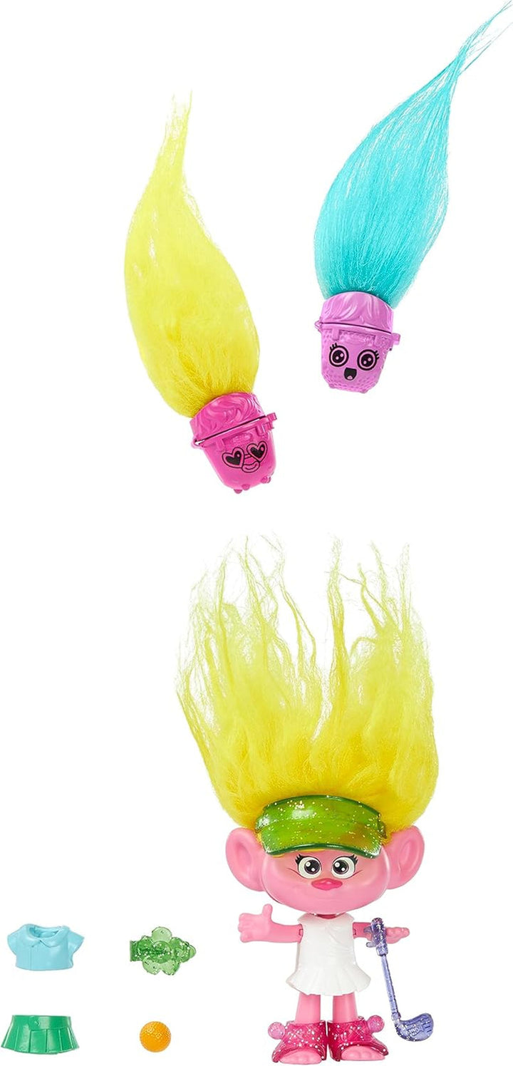 Mattel DREAMWORKS TROLLS Together Strong - Surprize păroase Poppy Queen Poppy, Viva, Branch And Guy Diamond Plush Hair, 2 Surprize păroase, Accesoriu, Pentru copii cu vârsta peste 3 ani, HNF10