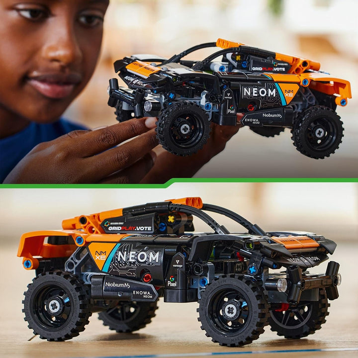 Set mașină de curse LEGO Technic NEOM Mclaren Extreme E, jucărie cu motor pentru copii, mașină cu vânt construibilă, cadou Technic pentru băieți și fete de la 7 ani 42166