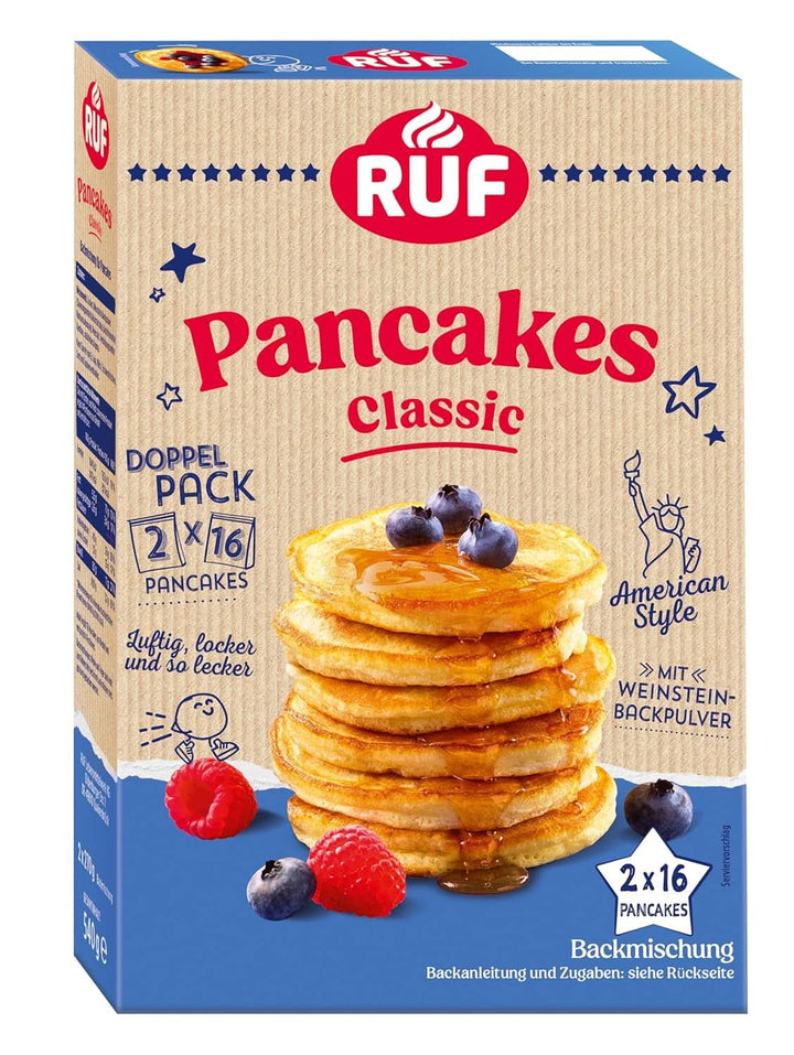 RUF Classic Pancakes, amestec de copt pentru clătite pufoase în stil american, 540 grame