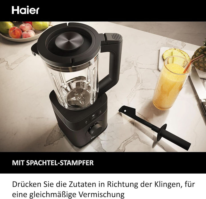 Haier Mixer Mit Ice-Crush-Funktion & Smoothie Maker, 1200W I Standmixer Mit 1,7L Glasbehälter & 0,6L To-Go-Flasche I Selbstreinigungsfunktion, Spülmaschinenfest & 5 Geschwindigkeiten [Serie 5-HBL5B2]