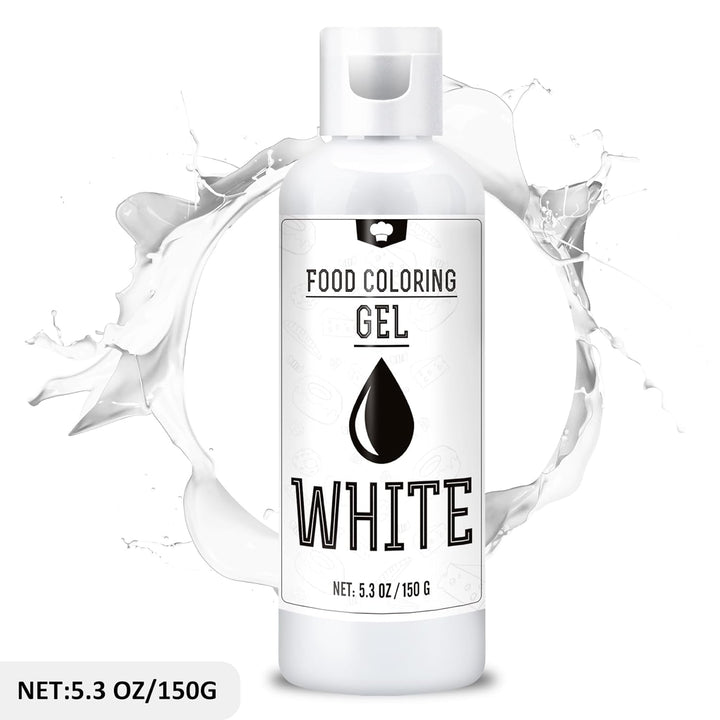 Lebensmittelfarbe Gel - 150G Konzentrierte Gel Lebensmittel Farben Zum Backen, Kuchen Dekorieren, Kekse Und Macaron - Zuckerfrei Food Coloring Für Getränken, Osterei, DIY Seifen Und Basteln (Weiß)
