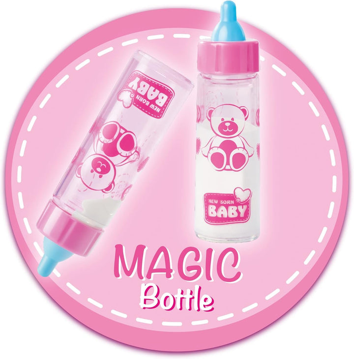 Simba 105562487 - New Born Baby First Nursing Set, manechin, scutec și sticlă de lapte cu conținut care dispare, pentru păpuși de 38-43cm
