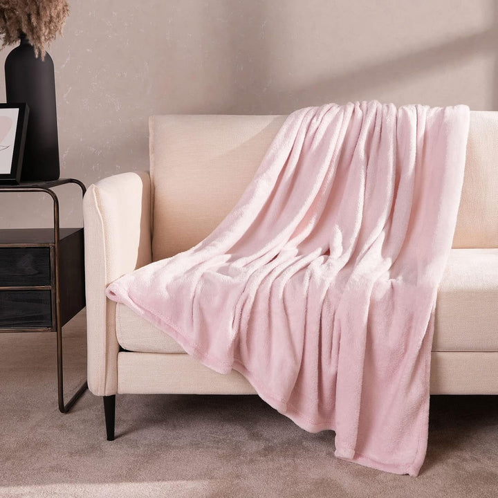 Brentfords Flanell-Fleece-Decke, Extraweich, GroÃŸ, Flauschig, Warm, Tagesdecke FÃ¼r Schlafzimmer, Einzelbett, Sofa, Couch, Blush Pink â€“ 120 X 150 Cm