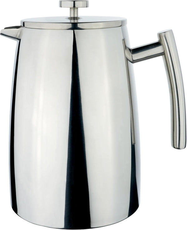 Cafe HFD-16 Stäl Belmont filtru de cafea cu perete dublu din oțel inoxidabil de înaltă calitate 18/10 - 16 cești demitasse, 2 litri, lustruit lucios, tamper