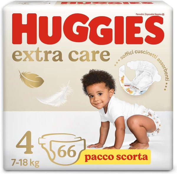 Scutece Huggies Extra Care, mărimea 4 (8-16 kg), pachet de 66 scutece