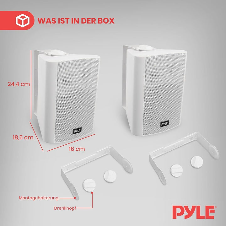 Pyle Bluetooth Speaker Boxes Outdoor & Indoor - Difuzor cu 2 căi pentru interior ca difuzor de perete sau cutie de exterior ca difuzor pentru piscină sau terasă cu sistem de muzică în aer liber, difuzor alb 240W
