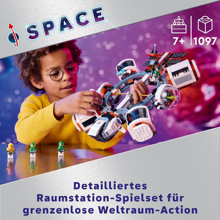 Stație spațială modulară LEGO City Space, model de navă spațială cu vehicule spațiale, cadou pentru copii, băieți și fete de la 7 ani, stație de cercetare modulară cu 6 figurine de astronauți 60433