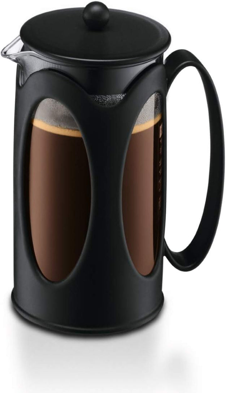 Bodum 10682-01 Cafetieră Kenya (sistem de presare franțuzească, filtru permanent din oțel inoxidabil, 0,35 litri) Negru