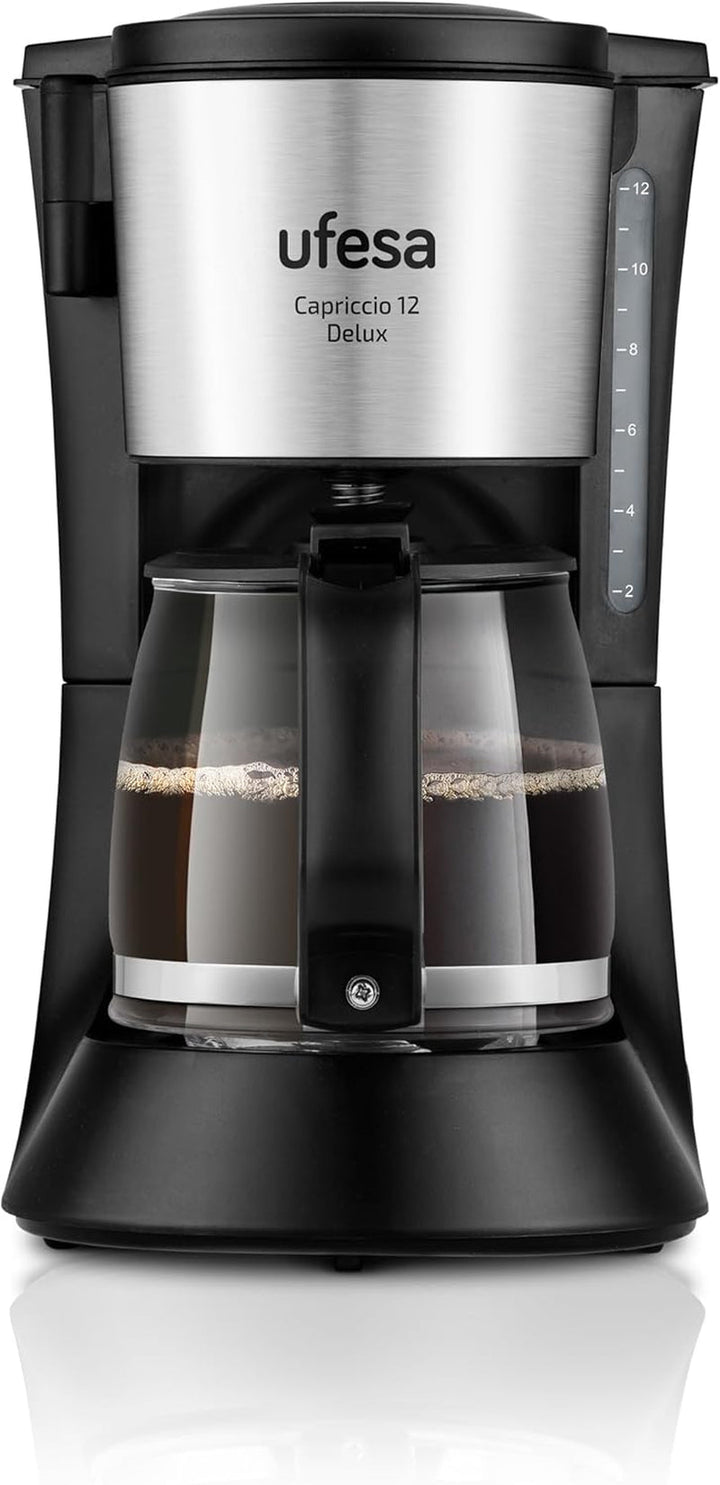 Ufesa CG7115 Capriccio 6 Delux filtru de cafea cu picurare, 6 cești, 600W, carafă de 0,6L, sistem anti-picurare, oprire automată, suprafețe din oțel inoxidabil