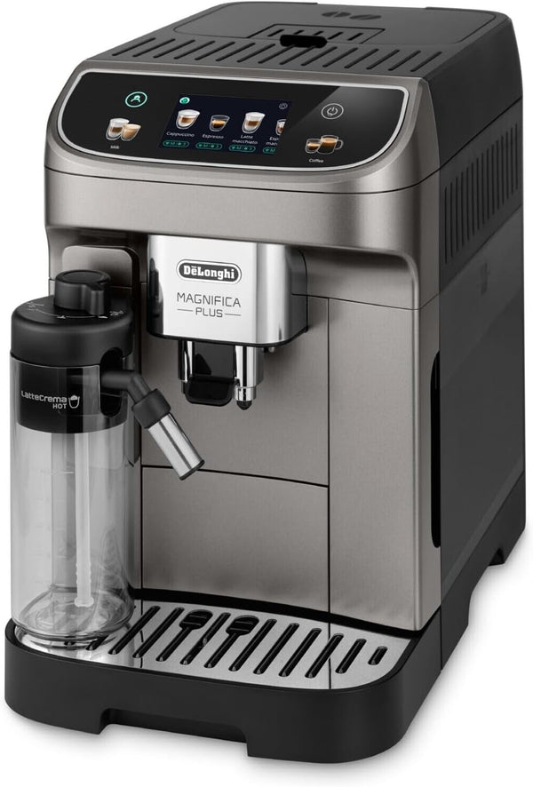 De'Longhi Magnifica plus ECAM320.70.SB, Mașină automată de cafea cu Lattecrema Hot pentru cappuccino automat, Afișaj tactil color, Funcție Extra-Shot, Funcție X2, Titan negru