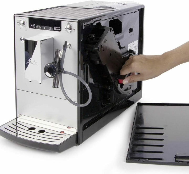 Melitta Solo & Perfect Milk - Mașină de cafea complet automată cu sistem de lapte, mașină de cappuccino pentru, de exemplu, cafea sau cappuccino, argintiu