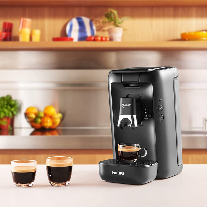 Aparat de cafea cu doze Philips Senseo Maestro cu selecție a intensității cafelei și funcție memo & spumator electric de lapte Krups XL1008 | Capacitate de spumare de până la 150 ml negru