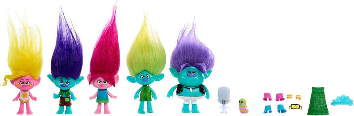 Mattel DREAMWORKS TROLLS Together Strong - Surprize păroase Poppy Queen Poppy, Viva, Branch And Guy Diamond Plush Hair, 2 Surprize păroase, Accesoriu, Pentru copii cu vârsta peste 3 ani, HNF10