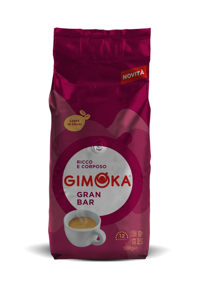 Gimoka – Kaffeebohnen – 1 Kg – Gran Bar Mischung – Intensität 12 – Hergestellt in Italien – 1Kg Packung