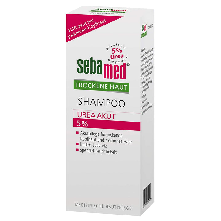 SEBAMED Shampoo Urea Akut 5%, Lindert Spürbar Juckreiz Bei Trockener Kopfhaut Und Hilft, Die Natürliche Feuchtigkeitsbalance Von Haut Und Haar Wieder Herzustellen, 200 Ml