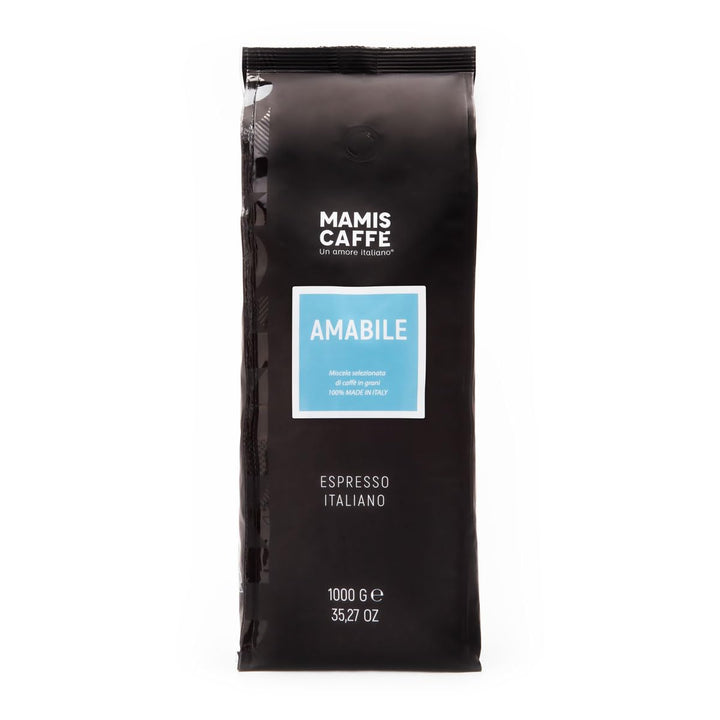 Mamis Caffè Amabile (1 Kg) - Ganze Espressobohnen - Mittel Gerösteter Kaffee Mit Süßen Untertönen - Italienischer Espresso Mit Dicker Crema - Perfekt Als Espresso, Cappuccino Oder Latte Macchiato