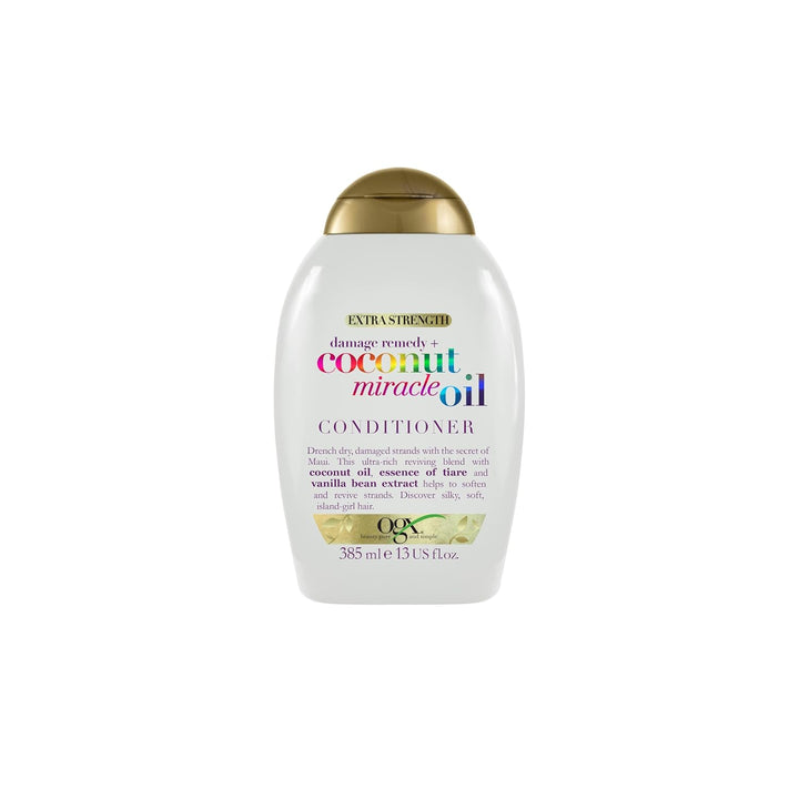 OGX Coconut Miracle Oil Conditioner, Feuchtigkeitsspendende Haarpflege Spülung Mit Kokosöl, Vanilleextrakt & Essenz Der Tiare, Haarspülung Mit anti Frizz Formel Für Optimale Locken Pflege (385 Ml)