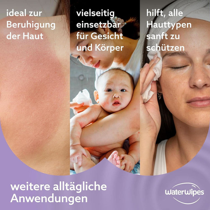 Waterwipes Lindernde Säuberndebabytücher, 360 Tücher (6 Packungen), Mit 99% Wasser & Botanischen Extrakten, Feuchttücher Für Gesicht & Körper